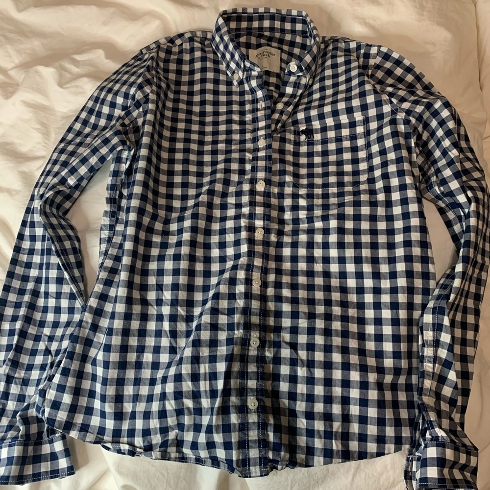 Blue & White Checkered Abercrombie & Fitch Flannel